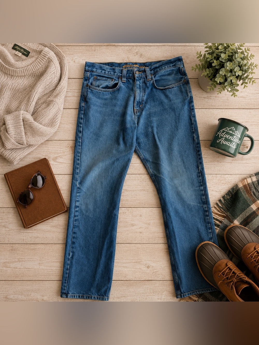 Eddie Bauer Original Denim Straight Leg Blue Jeans Men’s 34x34
